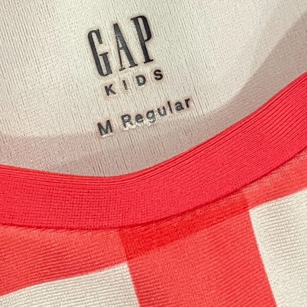 ~ GAP Kids Med Rashguard Red/White Swim Shirt Checker Stretchy Long Sleeves Sun